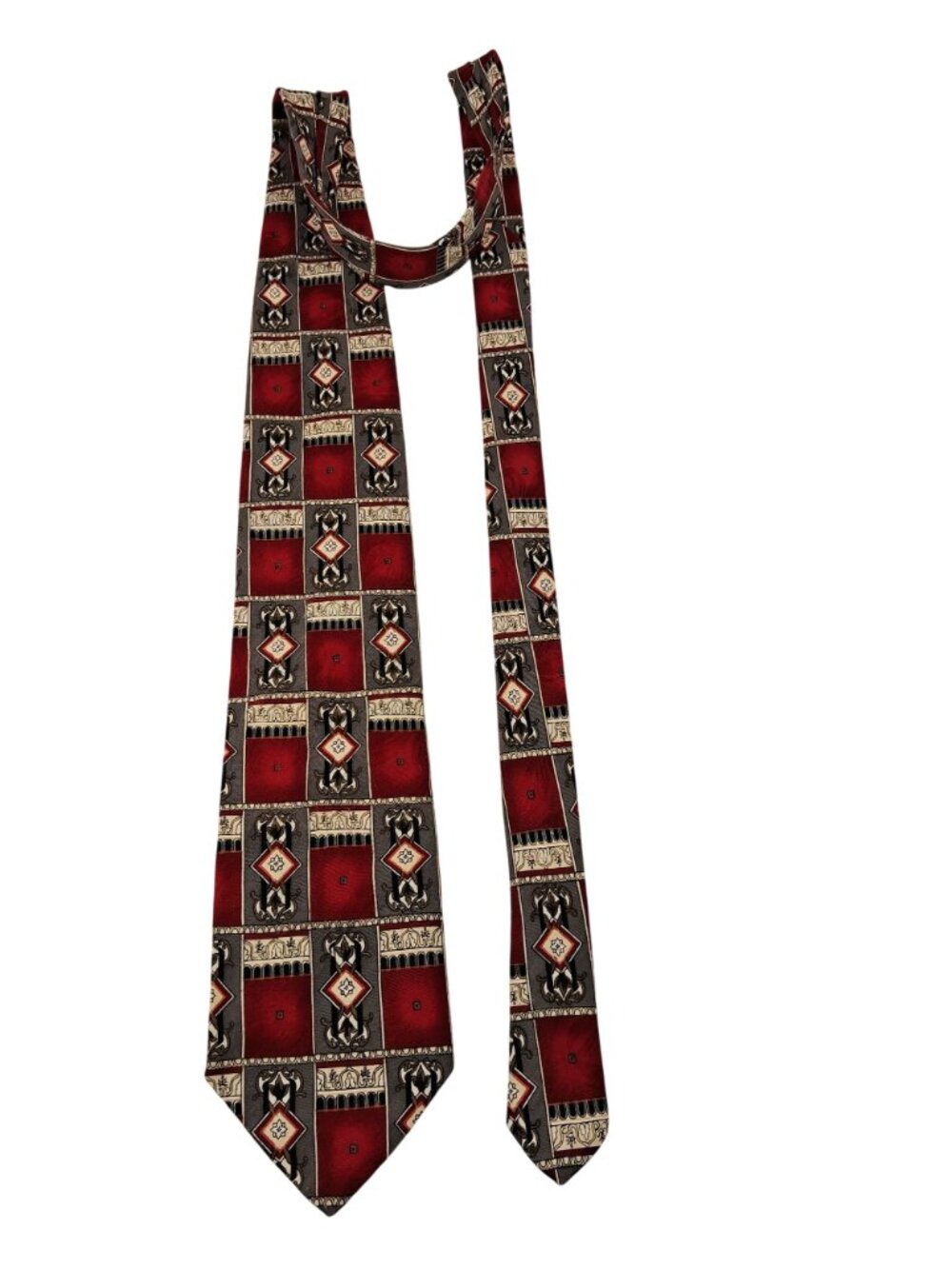 Puritan Special Edition Mens Red & Gray Geometric Pattern Tie 58” USA - Picture 4 of 7